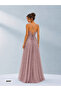 Women's Waist-Corseted Maxi Evening Dress with String Straps - 5