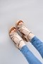 Desti̇ Genuine Leather Strap Ankle Strap Buckle Detailed Ultra Comfortable Daily Women's Sandals Thick Heeled Real Leather Beige - 3