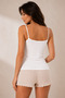 Women's 100% Cotton Openwork & Lace Detailed Rope Strap 2-Piece Basic Undershirt - 6