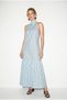 Women's Blue Polka Dot Halter Neck Halter Hem Ruffle Long Dress 382 60286388 - 4