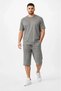 Men's two-piece set: double-knit crew neck t-shirt and knee-length shorts with pockets - smoke gray - 4