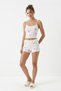 White Flamingo Pattern Strap Shorts Set 3206 - 2