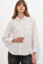 Women's Single Pocket Polka Dot Oversize Shirt 1539 - White - 3