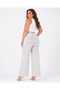 Plus Size Akar Fabric Elastic High Waist Wide Leg Women's Trousers - 2