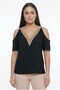 Women's Lace Collar, Low-Cut Shoulders, Plus Size Lycra Ayrobin Blouse - 3
