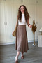 Tencel Fabric Asymmetrical Midi Brown Skirt - 5