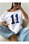 Women's 11 Printed Oversize Boat Neck T-Shirt
