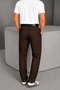Men's Brown Pleated Detail Timeless Design Premium Fabric Trousers - 5
