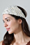 Pearl White Sequined Hand Knitted Bandana – Handmade Hair Band - 6