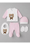 Textured Teddy Bear Detailed Cotton Striped 5-Piece Boxed Newborn Hospital Discharge Set 0-3 Months - 2