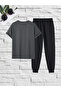 Men's Cotton Text Printed T-Shirt Tracksuit Set Crew Neck Casual Comfortable - 2