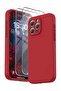 Liquid Silicone Case for iPhone 15 Pro Max with 2 Screen Protectors & Lanyard, Red