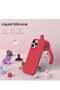 iPhone 16 Pro Max Soft Liquid Silicone Gel Case - Full Body Shockproof Protection with Matte Finish & Microfiber Lining (Red) - 4
