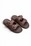 Women's Slippers Daily Short Flat Heel Brown Double Strap Buckle New Season V201 - 6