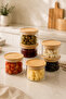 Nunez - Mini Bamboo Vacuum Lid 6-Piece Multi-Purpose Borosilicate Snack Bowl Glass Bowl 200 ml - 5
