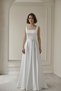 Satin Evening Dress Square Neck Sleeveless A-Line Pleated Long Wedding Party Guest Dress with Lining