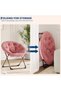 Oversized Folding Saucer Chair – Soft Faux Leather Upholstery – Ideal for Bedroom, Living Room, Dorm – Durable Gold Metal Frame – For Adults and Teens – - 5