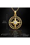 Stainless Steel North Star Pendant Gold Color Men's Necklace Compass Pendant with Gift - 8