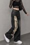 بنطلون فضفاض للجنسين من Black Stoned Fish Skeleton Gothic Y2K - 2