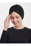 Twisted Agraf Lined Black Ready-To-Wear Turban Hijab Bonnet Suitable for Medical Use Evening Dress - 2