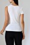 Asymmetrical Collar Sandy Blouse with Metal Accessories - 8