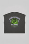 Flame Printed Oversize Worker Boxy Fit Sleeveless Crew Neck T-Shirt - 2