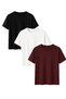 Men's 3-Pack Basic T-Shirt 100% Cotton Short Sleeve Crew Neck Comfortable Fit Black White Claret Red