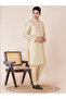 Mens Self Design Jacquard Silk Kurta Set - 3
