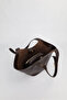Women's Brown Medium Size Makeup Bag with Belt Strap Detail, Hand and Shoulder Bag Lara - 6