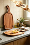 2 Pcs Wooden Cutting Board & Serving Tray 2-in-1 – Double-Sided Use, Ebony Wood Cat Shape with Juice Groove, Multipurpose Kitchen Board