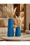 Mila Porcelain Look Striped Decorative Vase 20-10cm