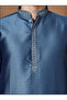 Mens Self Design Jacquard Silk Kurta Set - 5