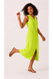 Women's Viscose Ribbed Green Dress with Pockets
