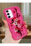Samsung Galaxy S21 Fe Compatible Case Camera Protector Red Silicone Couple Phone Case Floral Pattern