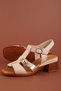 Women's Genuine Leather Mid-Heeled Daily Sandals Iz.12132 Beige - Gold - 6