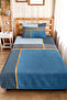 Blue Geometric Modern Young Room Single Pique Set - Gray Gold 160X220 cm Quilted Bedspread - 4