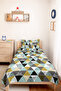 Geometric Mint Young Room Single Pique Set - Yellow Gray Modern 160X220 cm Quilted Bedspread - 4