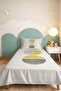 Geometric Yellow Gray Young Room Single Pique Set - Minimal 160X220 cm Quilted Bedspread - 5