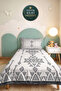 Bohemian Geometric White Single Pique Set - Ethnic Anthracite 160X220 cm Quilted Bedspread