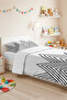 Black Geometric Youth Room Single Pique Set - Modern Striped 160X220 cm Quilted Bedspread - 2