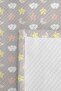 Moon Cloud Star Children's Room Pique Set on Gray Background - Pastel Yellow 160X220 cm Quilted Bedspread - 7