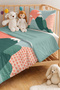 Mountain Themed Mint Children's Room Single Pique Set - Geometric Salmon 160X220 cm Quilted Bedspread - 2