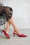 Women's Paris Thin Heeled Shoes - Red-Patent Leather - 2