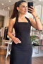 Black Halter Neck Midi Dress - 2