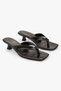 Women's Alisse Brown Leather Flip-Flop Heeled Slippers