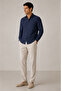 100% Pure Linen Striped Long Sleeve Regular Fit Men's Shirt |   Mes129774-01 - 4