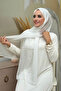 Evening Dress Janjan Shiny Satin Textured Hijab Evening Dress Chiffon Shawl - 3