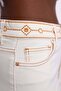 Ecru Patterned Denim Skirt with Waist Detail 1040 - 5