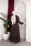 Elegant Lace Detailed Hijab Two-Piece Set – Brown - 6