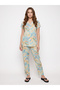 Blue Floral Lace Detail Shirt and Pyjama Set - 5